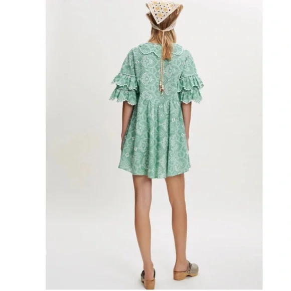 Maje Raberie Embroidered Eyelet Cotton Dress hold C - Picture 8 of 16